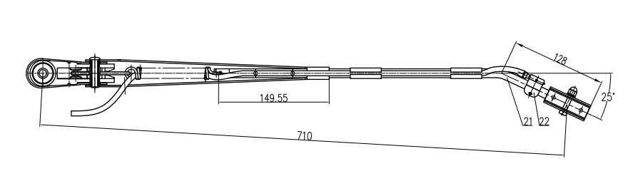 GBZX19 710mm中型左刮臂（25°）