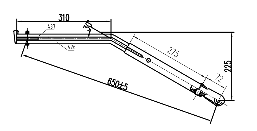 GBSX01 紹興GJ650mm雙圓管左刮臂（30度）