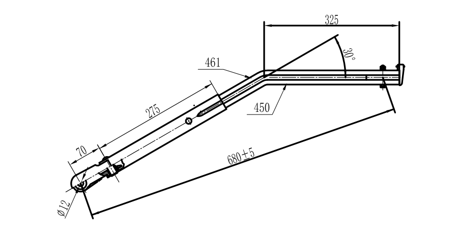 GBSX10 紹興GJ680mm雙圓管右刮臂（30度）
